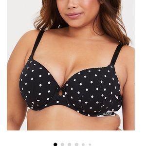 Torrid Black and White Polka Dot T Shirt Bra